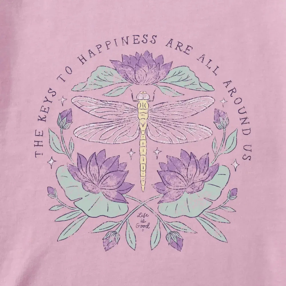 Women's Keys to Happiness Dragonfly Long Sleeve Crusher-LITE Hooded Tee