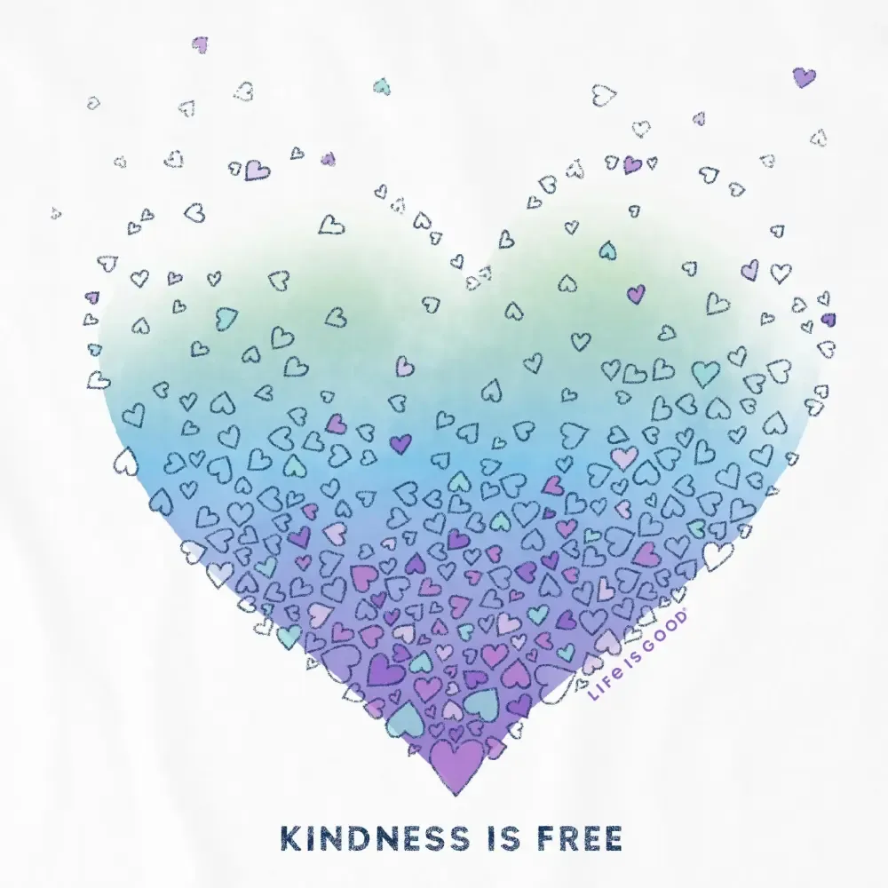 Women's Kindness is Free Evaporating Heart Long Sleeve Crusher Tee