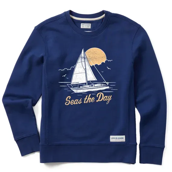 Women's Seas The Day Sailboat Simply True Fleece Crew