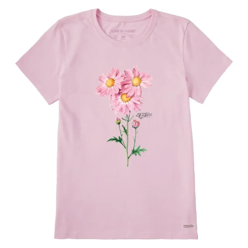 Women's Antique Pink Flowers Short Sleeve Tee