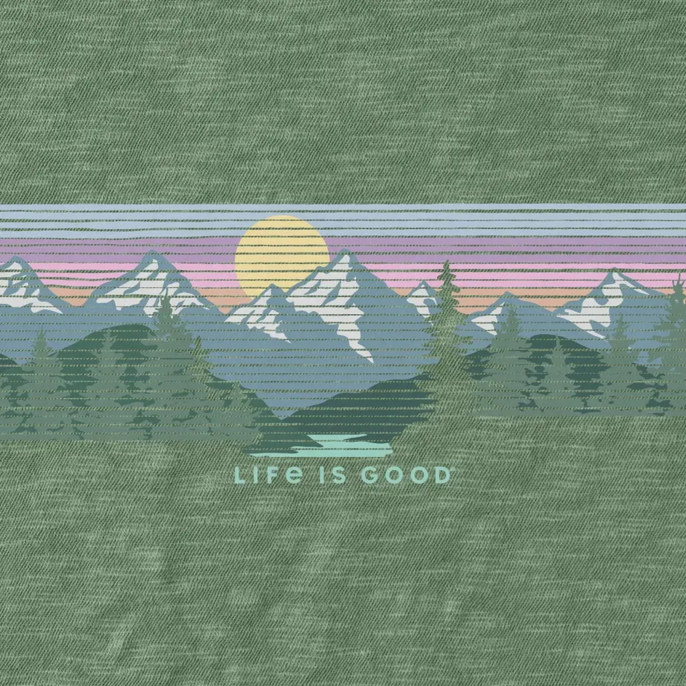 Women's Landscape Mountain Scene Long Sleeve Slub Easy Fit Tee