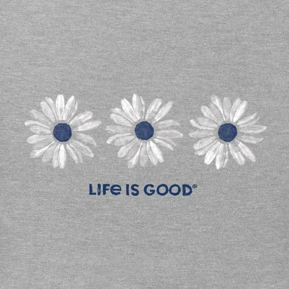 Women's Three Painted Daisies Short Sleeve  Vee