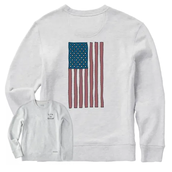 Women's Quirky Vertical Flag Simply True Fleece Crew