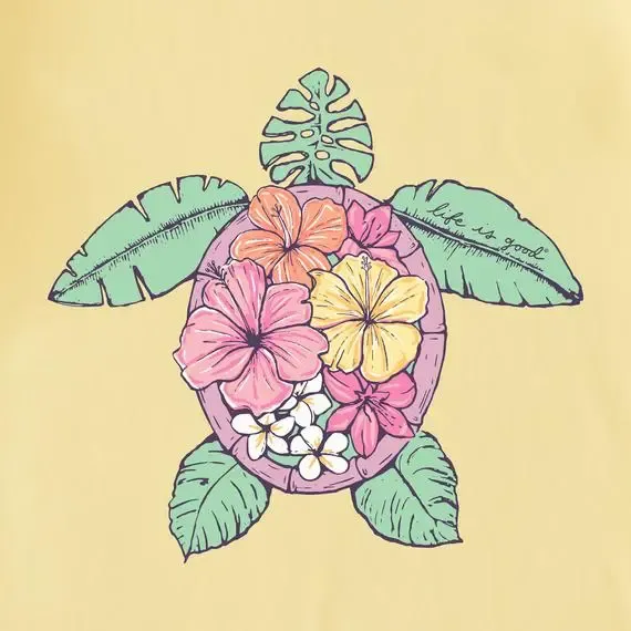 Women's Painted Hibiscus Turtle Lightweight Sleep Tee