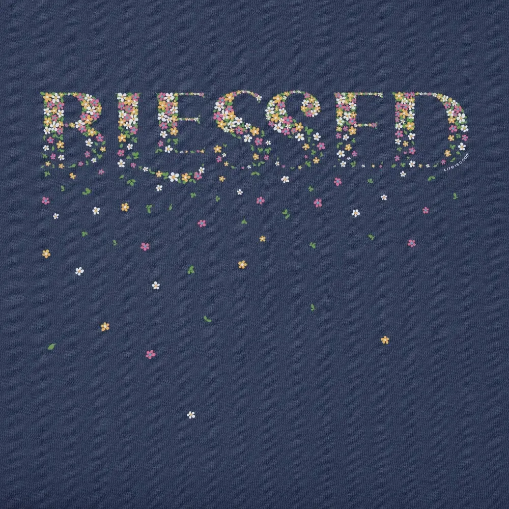 Women's Blessed Spring Flowers Short Sleeve Vee