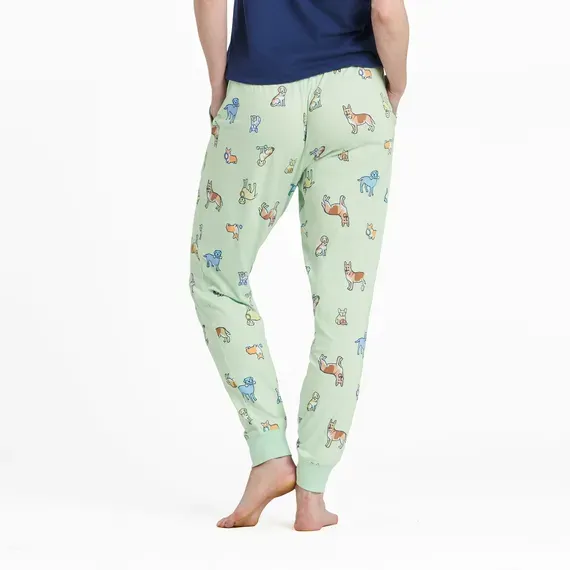 Women's Vintage Dog Pattern Snuggle Up Sleep Jogger