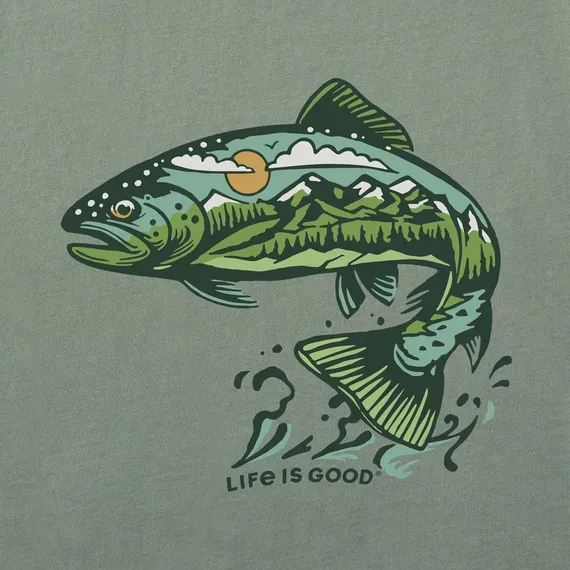 Men's Jumping Fishscape Long Sleeve Crusher Tee