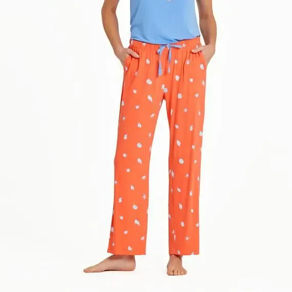 Women's Detailed Seashell Pattern Lightweight Sleep Pant