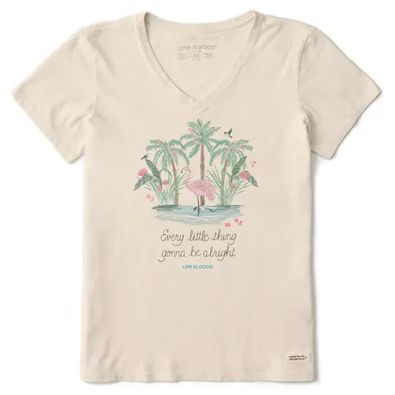 Women's Every Little Thing Flamingo Short Sleeve  Vee