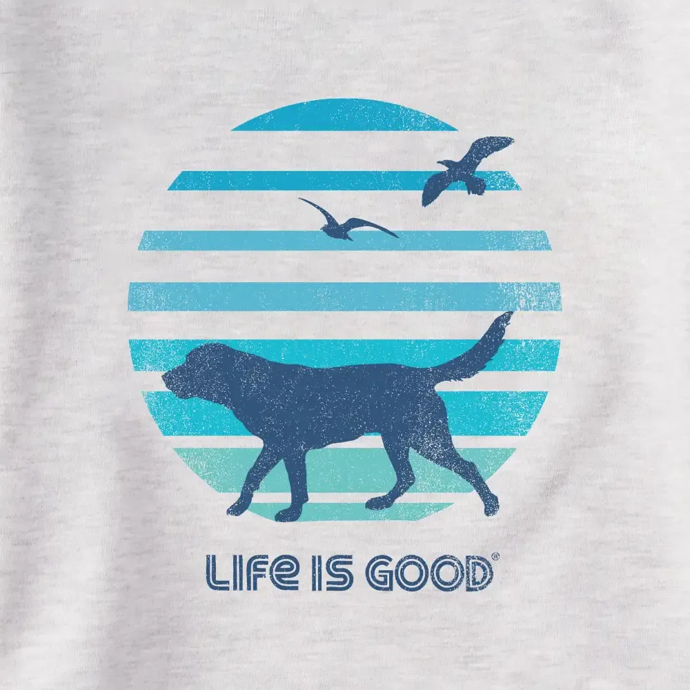Women's 70's Retro Dog Beach Walk Simply True Fleece Crew
