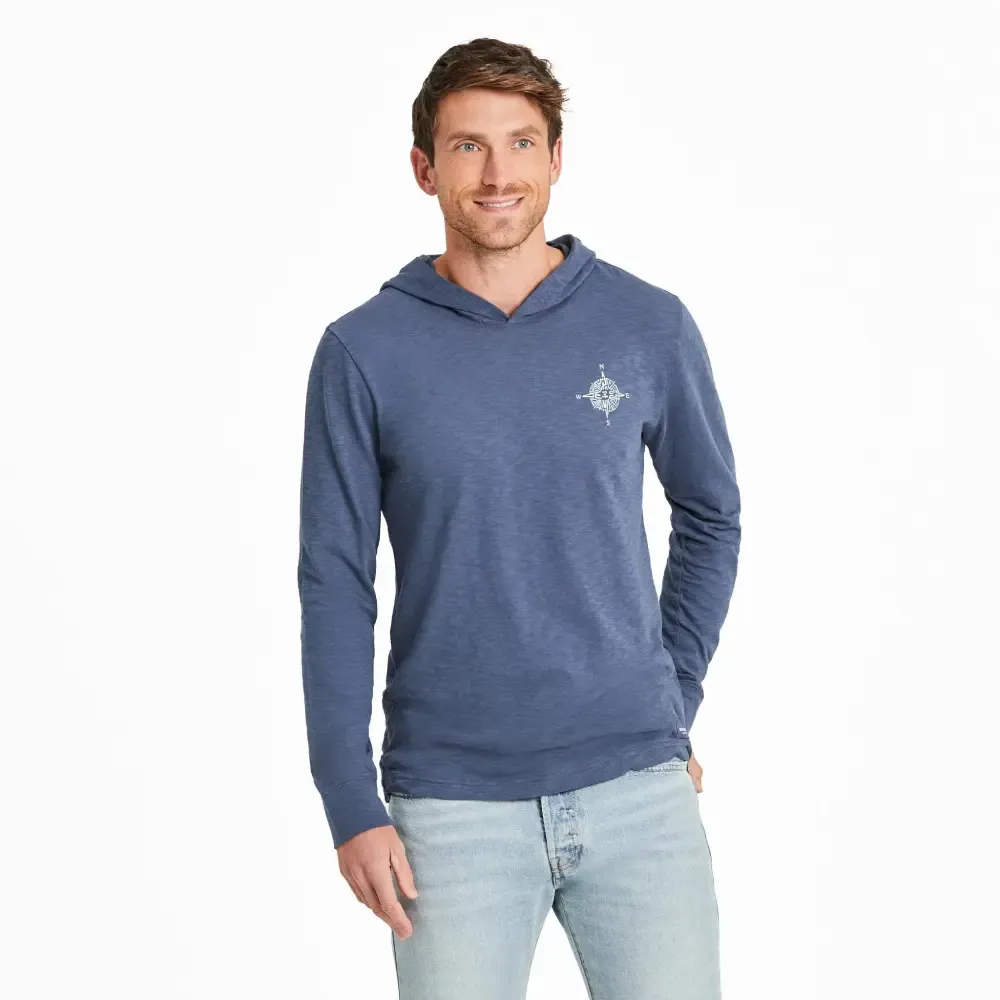 Men's Tribal Compass Textured Slub Hoodie