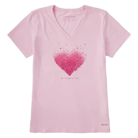 Women's Scattered Hearts Short Sleeve  Vee