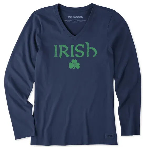 Women's Irish Clover 2 Long Sleeve Crusher Vee