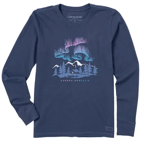 Women's Aurora Borealis Cabin Long Sleeve Crusher Tee