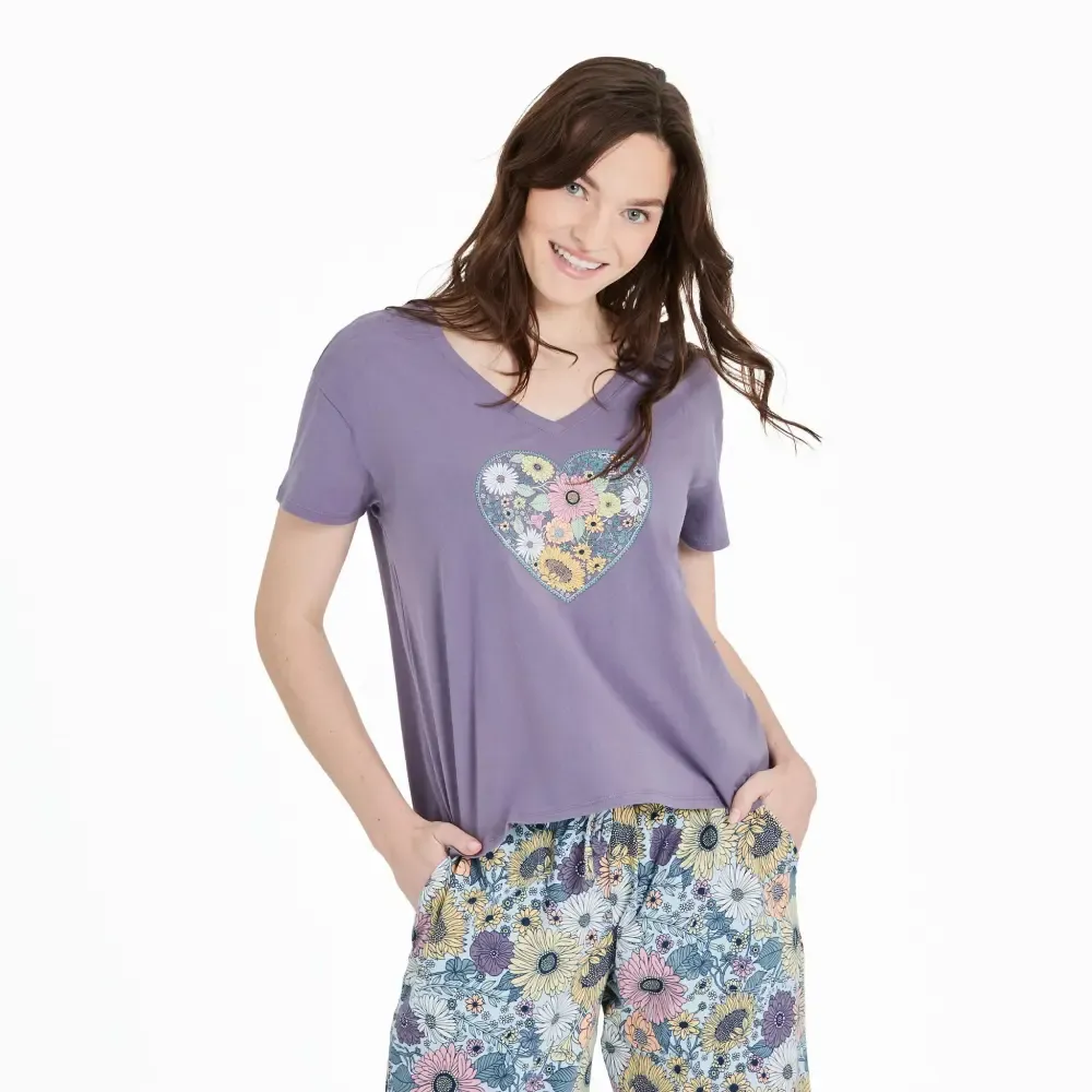 Women's Flowerful Love Snuggle Up Sleep Vee