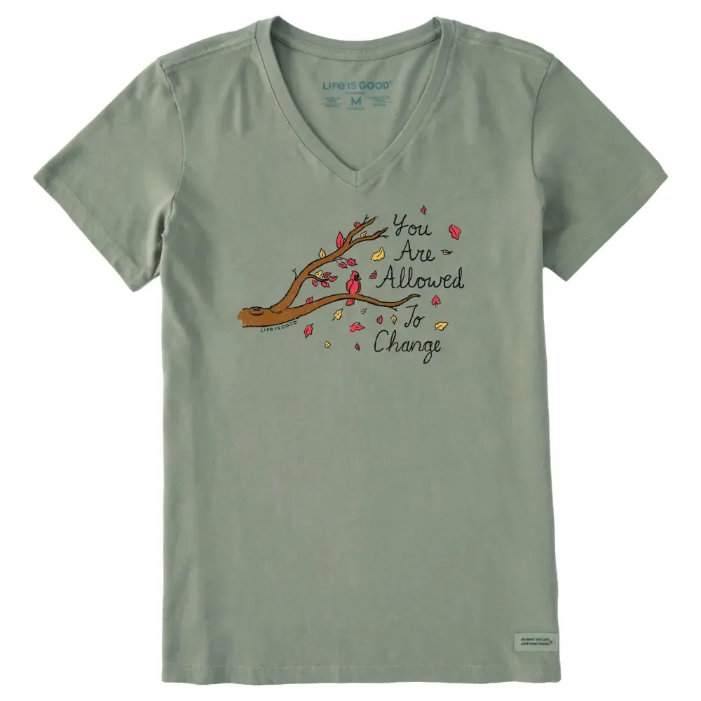 Women's You Are Allowed to Change Cardinal Short Sleeve Crusher Vee