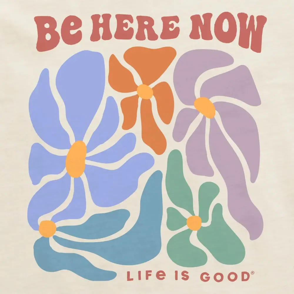 Women's Be Here Now Flowers Short Sleeve Crusher Boxy Tee