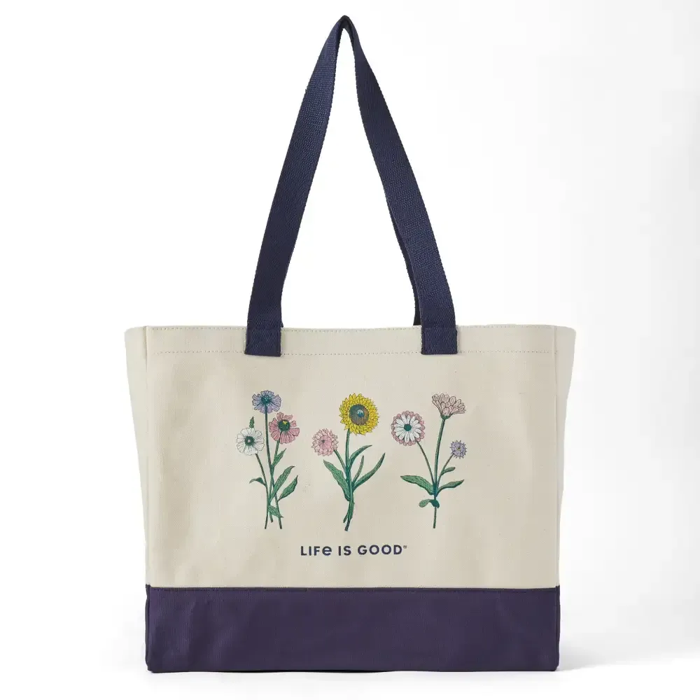 Adult Unisex Botanical Flowers Peace Cotton Canvas Tote