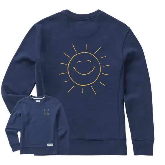 Women's Quirky Smiling Sun Simply True Fleece Crew