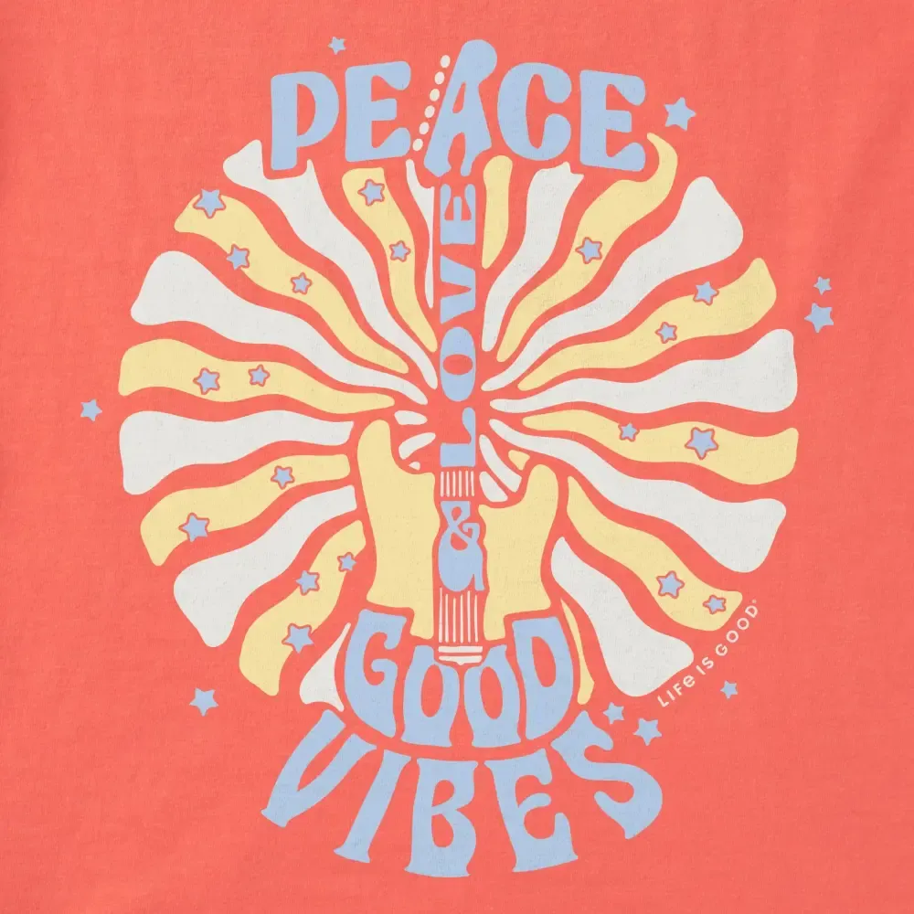 Women's Peace Love Good Vibes Guitar Short Sleeve Crusher Tee