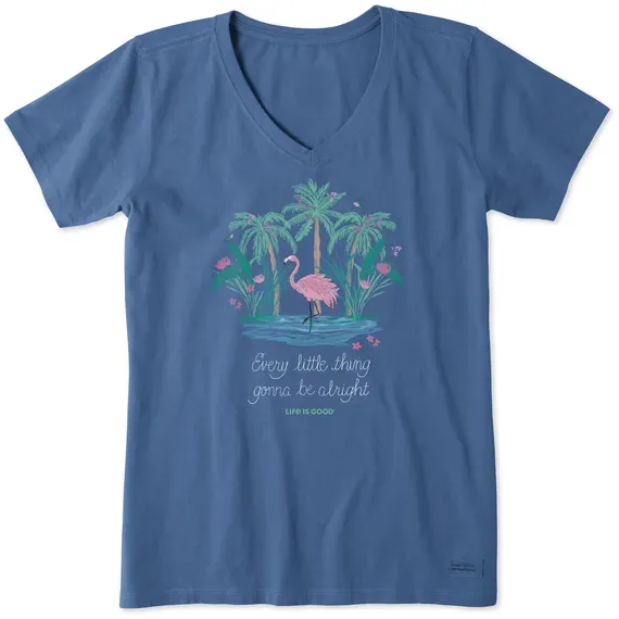 Women's Every Little Thing Flamingo Short Sleeve  Vee
