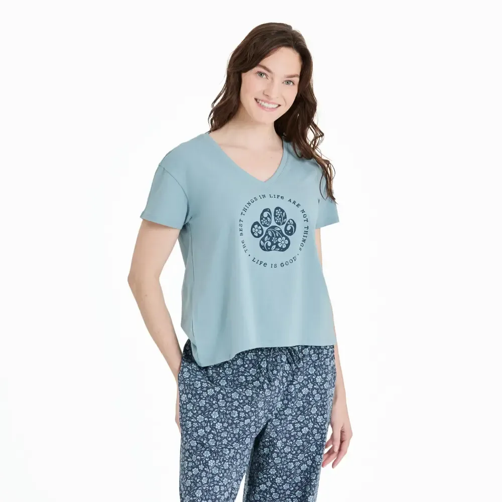 Women's Best Things Floral Paw Snuggle Up Sleep Vee