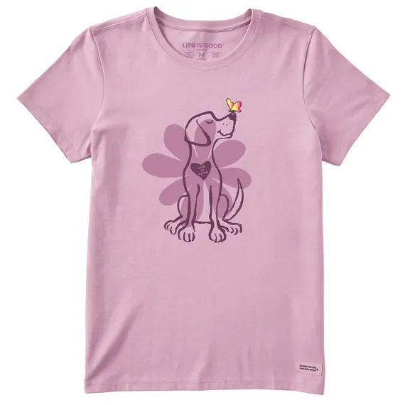 Women's Spring Daisy Dog Short Sleeve  Tee