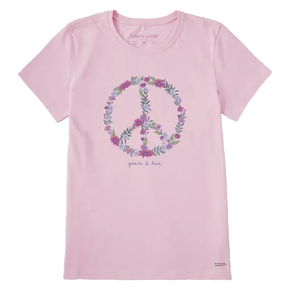 Women's Wildflower Love Peace Sign Short Sleeve  Tee