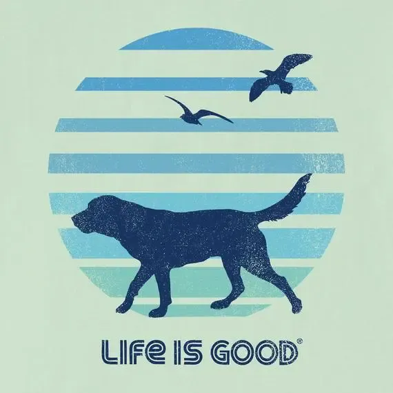 Women's 70's Retro Dog Beach Walk  Crusher-LITE Tee