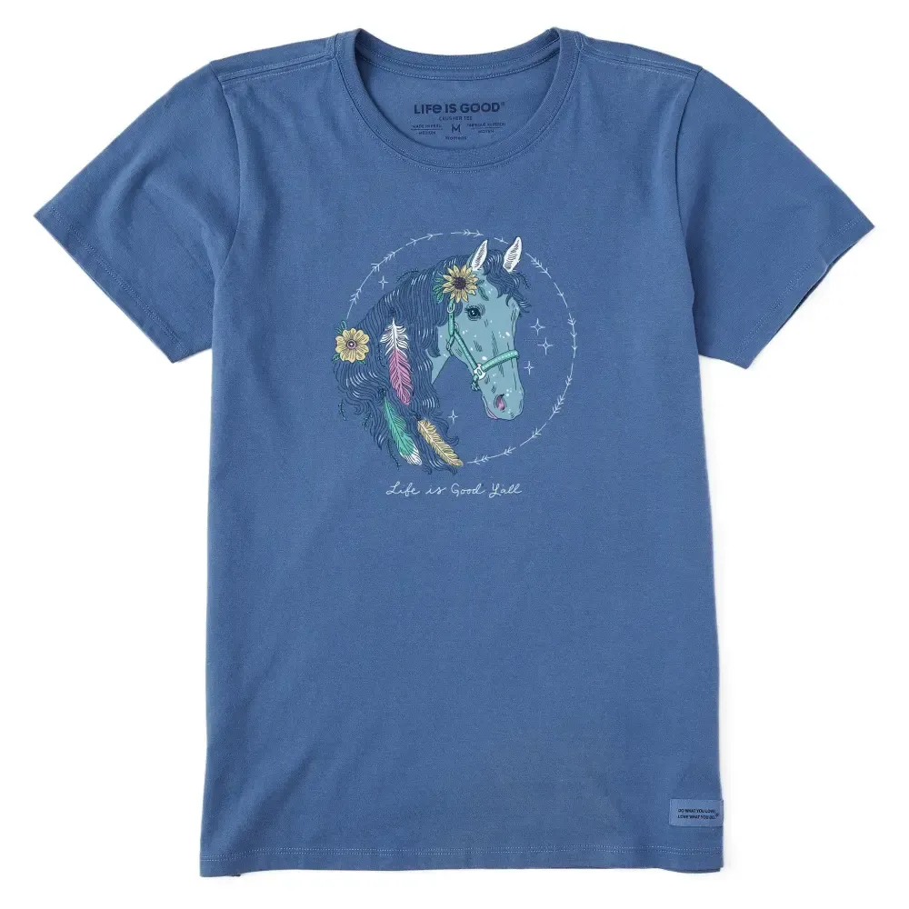Women's Horse Portrait Short Sleeve Crusher Tee