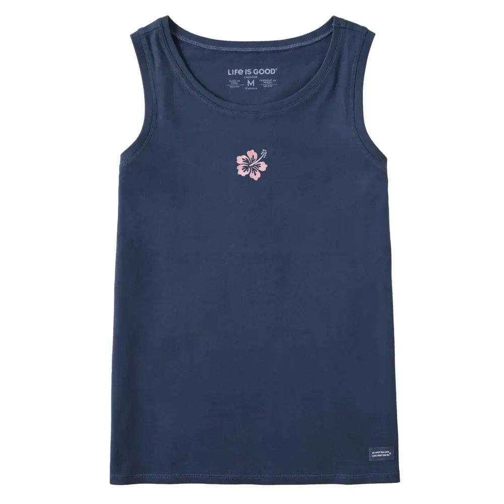Women's Embroidered Hibiscus Crusher Tank