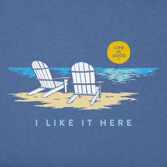Women's Adirondack Beach I Like it Here Short Sleeve  Vee