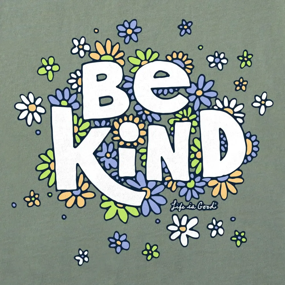 Women's Be Kind Flower Lines Short Sleeve Vee