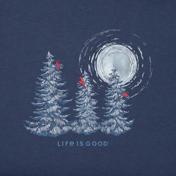 Women's Snowy Pines with Cardinals Long Sleeve Crusher Vee