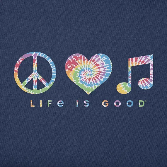 Women's Tie Dye Peace Love Music  Short Sleeve Vee
