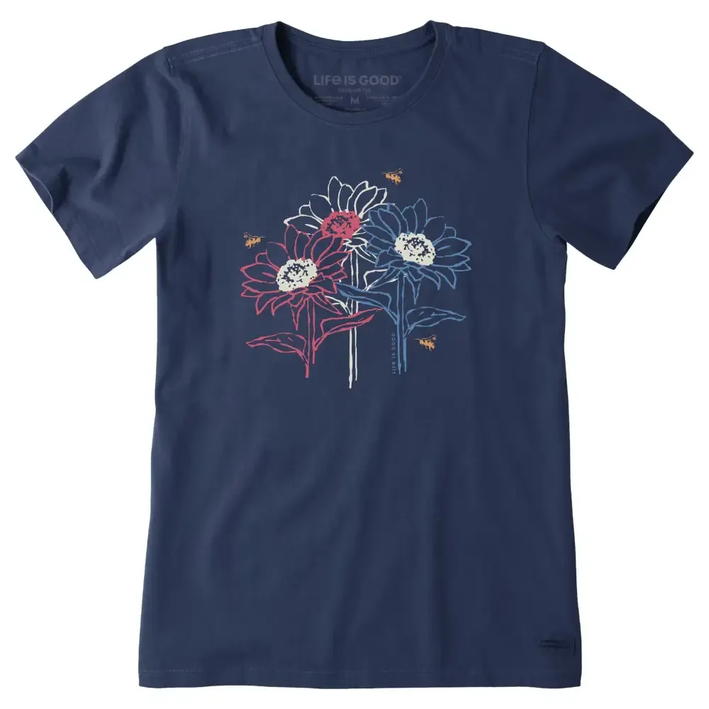 Women's Americana Sunflowers Short Sleeve Tee