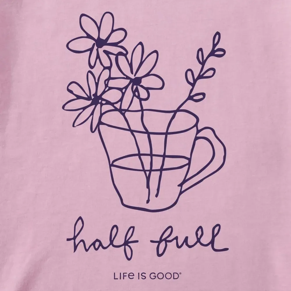 Women's Half Full of Flowers Short Sleeve Crusher Vee