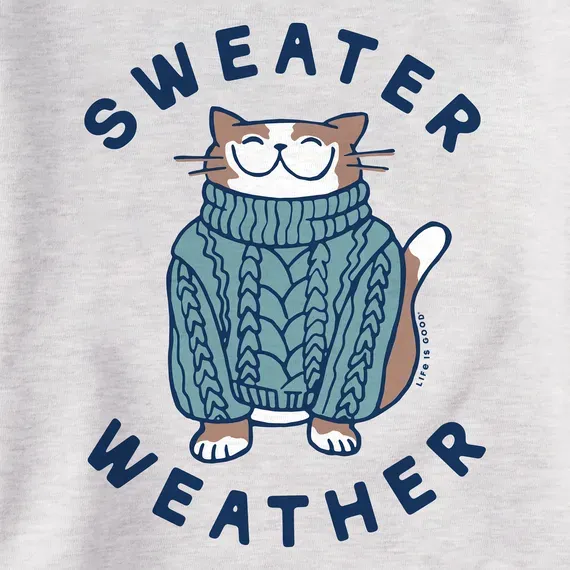 Women's Sweater Weather Cat Simply True Fleece Crew