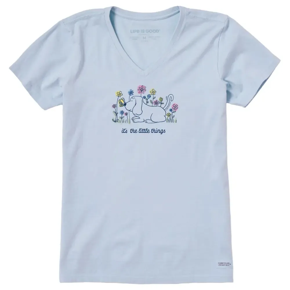 Women's It's the Little Things Butterfly Dog Short Sleeve Crusher Vee