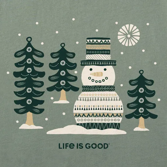 Women's Snowman and Trees Long Sleeve Crusher Tee