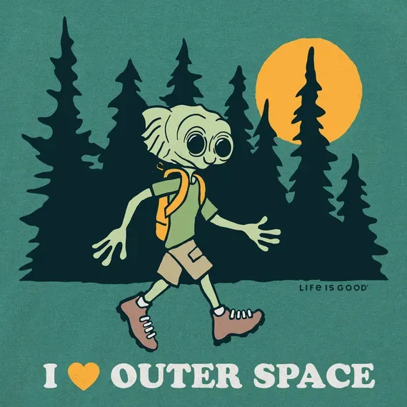 Women's I Love Outer Space Hiking Alien Simply True Fleece Crew
