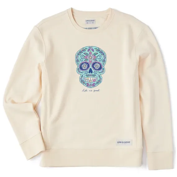 Women's Daisy Skull Simply True Fleece Crew