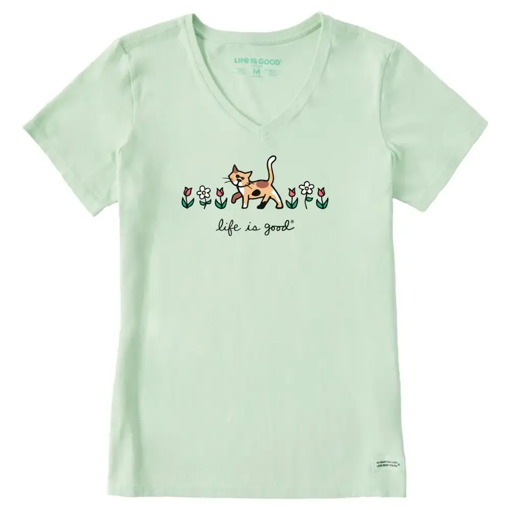 Women's Al with Flowers Short Sleeve Crusher Vee