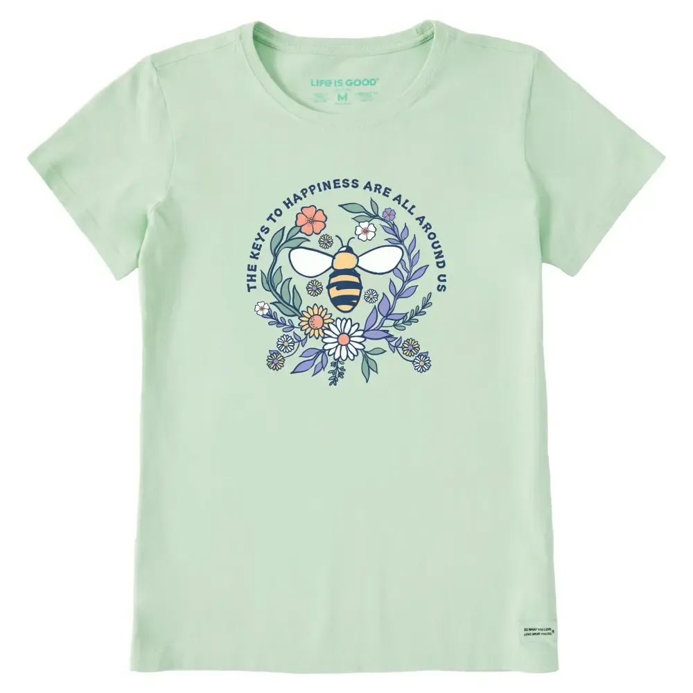 Women's Keys to Happiness Bee Short Sleeve Crusher Tee