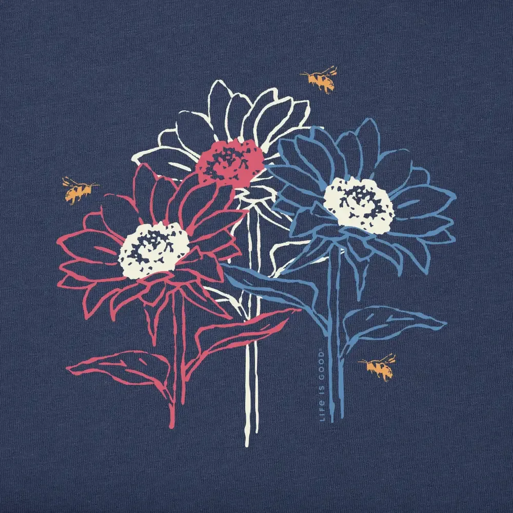 Women's Americana Sunflowers Short Sleeve Tee
