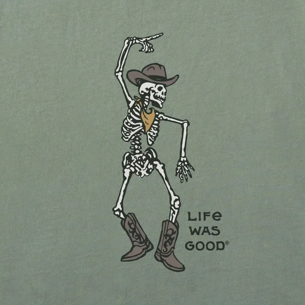 Women's Skeleton Cowboy Dance Short Sleeve Crusher Boxy Tee