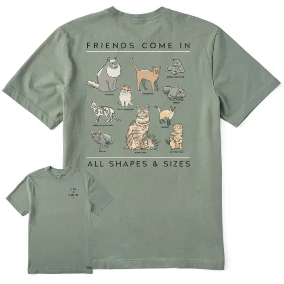 Men's Cat Friends Shapes & Sizes Crusher Tee