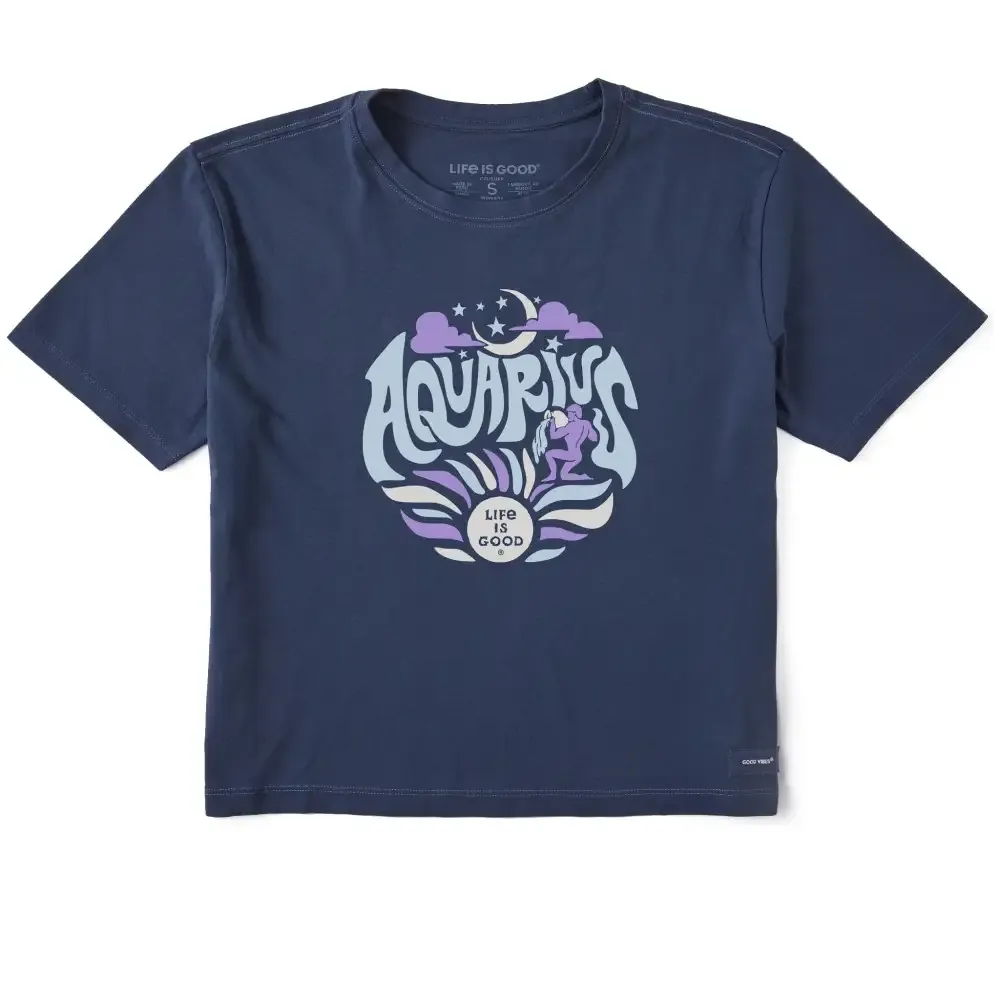 Women's Aquarius Zodiac Vibes Short Sleeve Crusher Boxy Tee