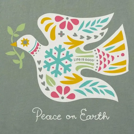 Women's Folkie Peace on Earth Dove  Crusher Vee