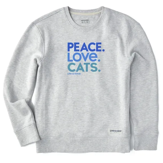 Women's Peace Love Cats Simply True Fleece Crew